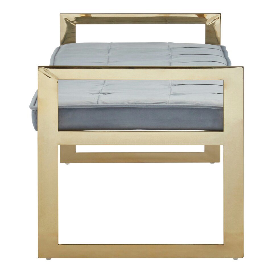 image 1 of Allure Powder Blue And Gold Tufted Bench Blue
