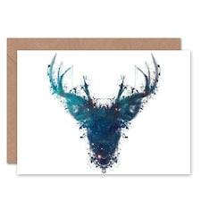 Ink Splat Stag Deer Art Blank Just to Say Card