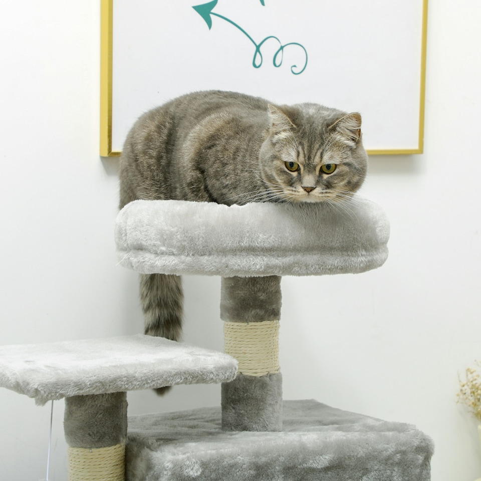 image 1 of PawHut 132cm Cat Activity Centre for Large Cats with Scratching Posts Grey