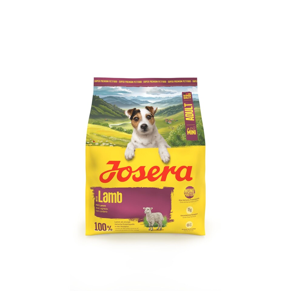 image 1 of Josera Mini Adult Lamb | Single meat protein | Grain free | Complete dry food for toy & small breeds | Gluten free | Herbs & Fruits | 0.9kg