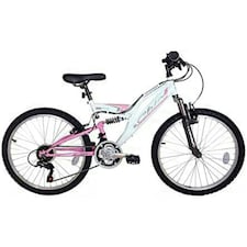 Dallingridge Chic Junior Girls Full Suspension Mountain Bike, 24" Wheel - White/Pale Pink