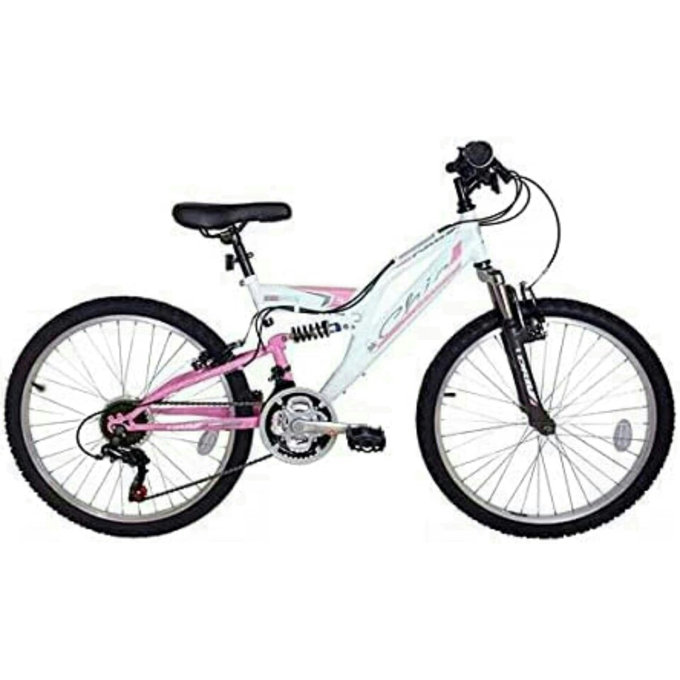 Dallingridge Chic Junior Girls Full Suspension Mountain Bike, 24" Wheel - White/Pale Pink