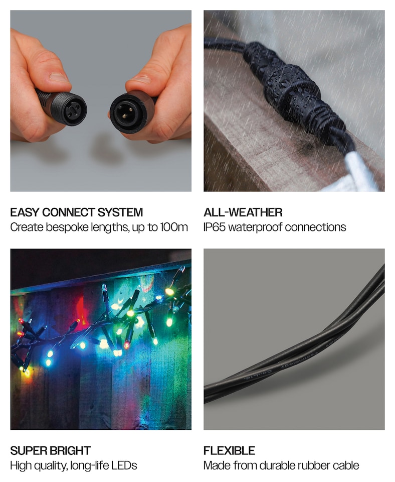image 1 of Cluster Lights Black Rubber IP65 RGB 40M