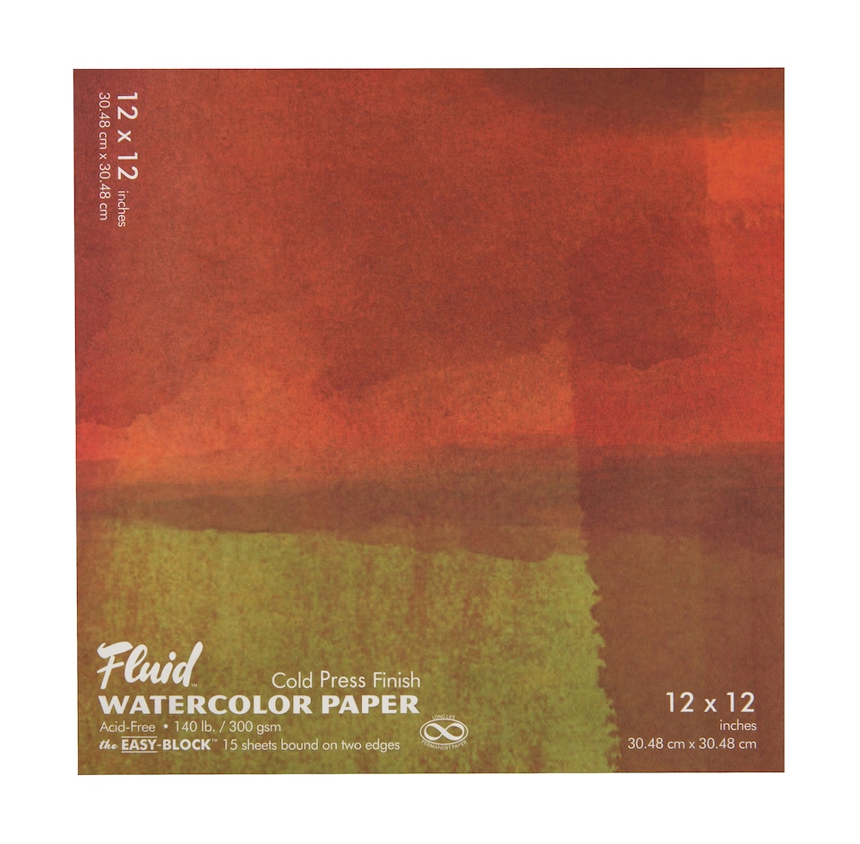 Speedball Fluid Cold Press Watercolour Paper Block, White, 12 x 12inch