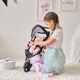 image 2 of Teamson Kids Jogging Doll Stroller in Black with Pink Polka Dots, Adjustable Canopy, Secure Harness, Storage Basket & Soft Handle