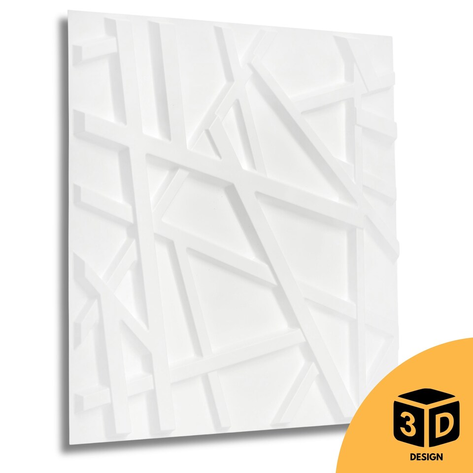 image 1 of NOVECRAFTO Geometric 3D Wall Panels – 6 Sheets Covering 1.5 sqm (16.15 sqft) – Decorative PVC Panels 50x50cm – Modern Geometric Line Design | Grey