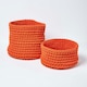 image 5 of Homescapes Burnt Orange Cotton Knitted Round Storage Basket - 42 x 37 cm Orange | L