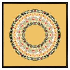 Orange circle ornament. round frame (Picture Frame) Black | XS