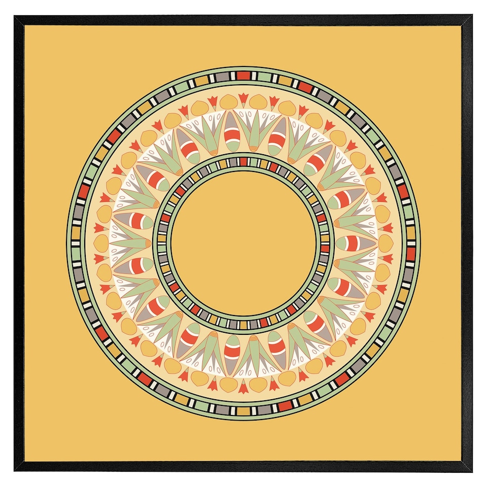 image 1 of Orange circle ornament. round frame (Picture Frame) Black | XS