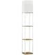 image 1 of HOMCOM Modern Floor Lamp with Shelves and Fabric Lampshade