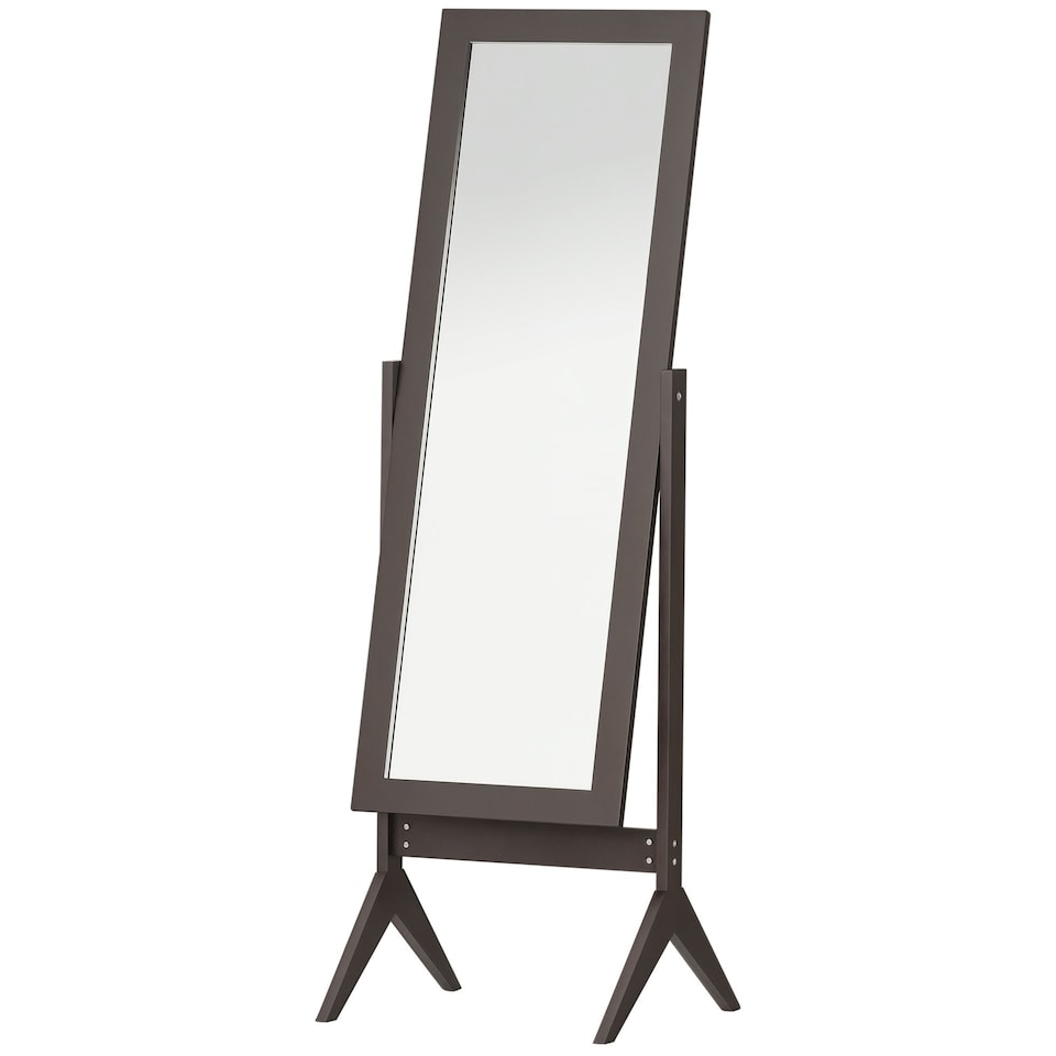image 1 of HOMCOM Freestanding Dressing Mirror 148x47cm Adjustable Angle Dark Brown Frame