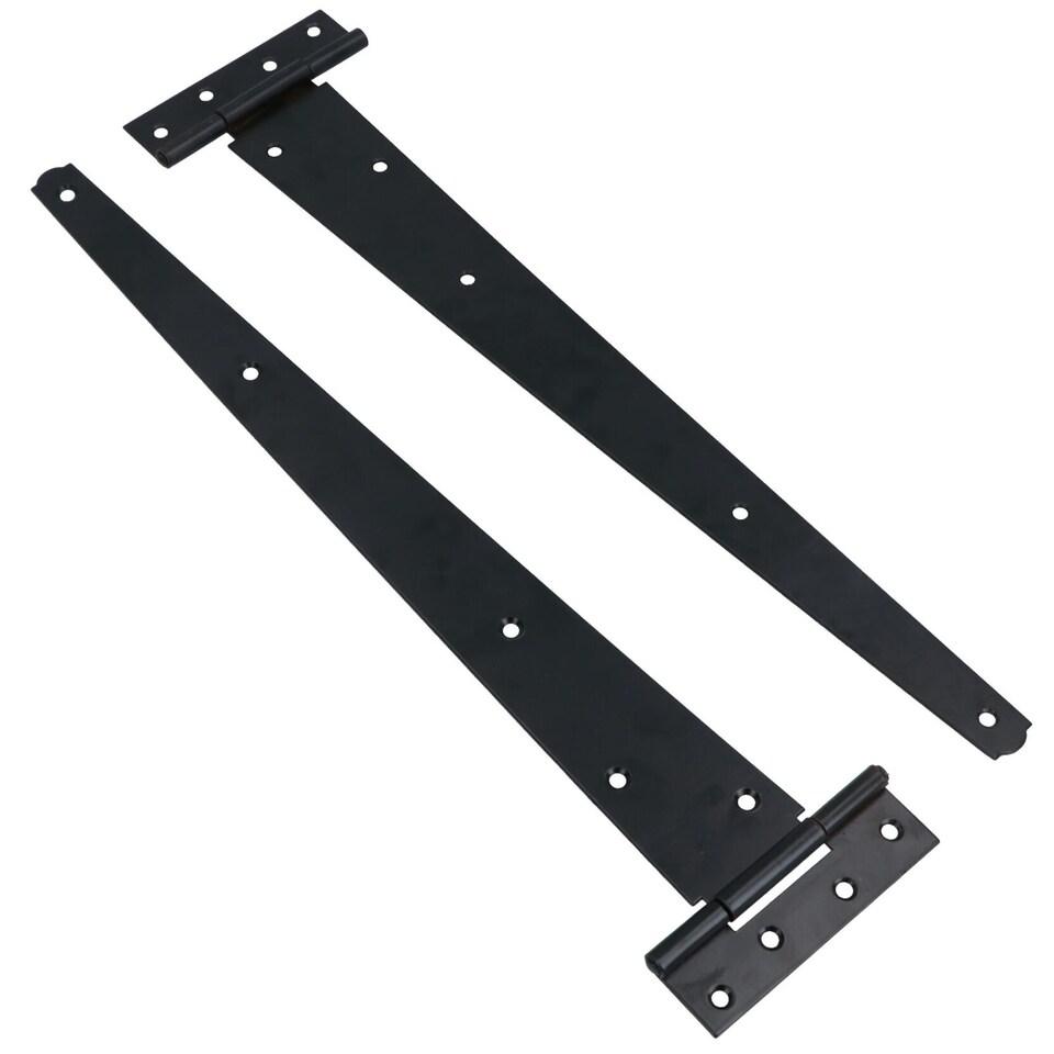 image 1 of 18in / 450mm Heavy Duty T Tee Hinges For Shed + Garden Gates Black Finish 6pc