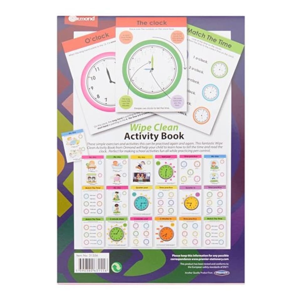 image 1 of A5 22 Pages Wipe Clean Activity Time Book With Pen by Ormond