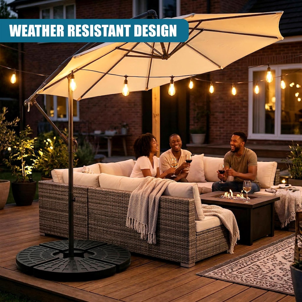 image 1 of GEEZY Round Parasol Base Set of 4 Heavy Duty Weights for Cantilever Umbrella Stands Patio