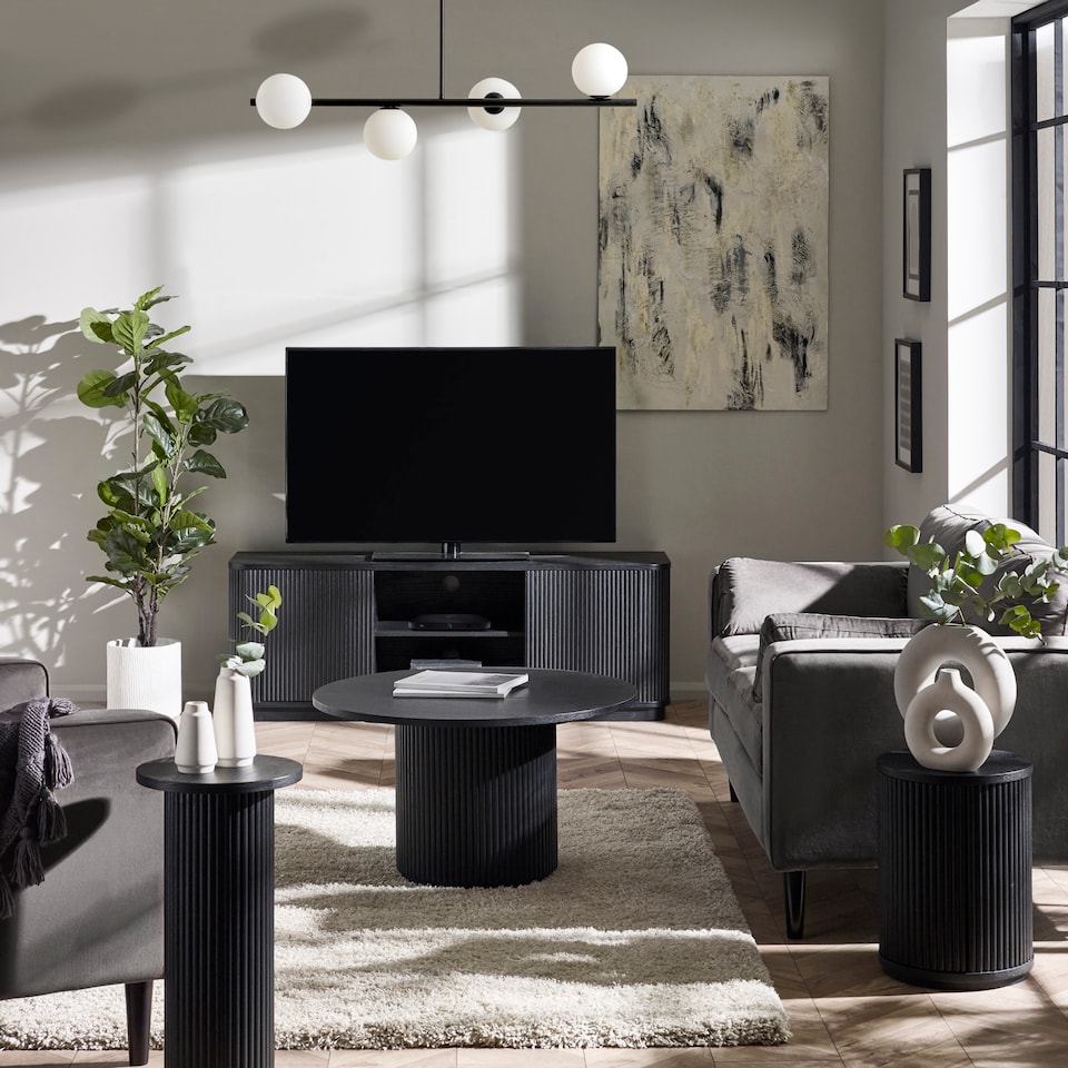 image 1 of Louis Fluted Round Coffee Table - Black