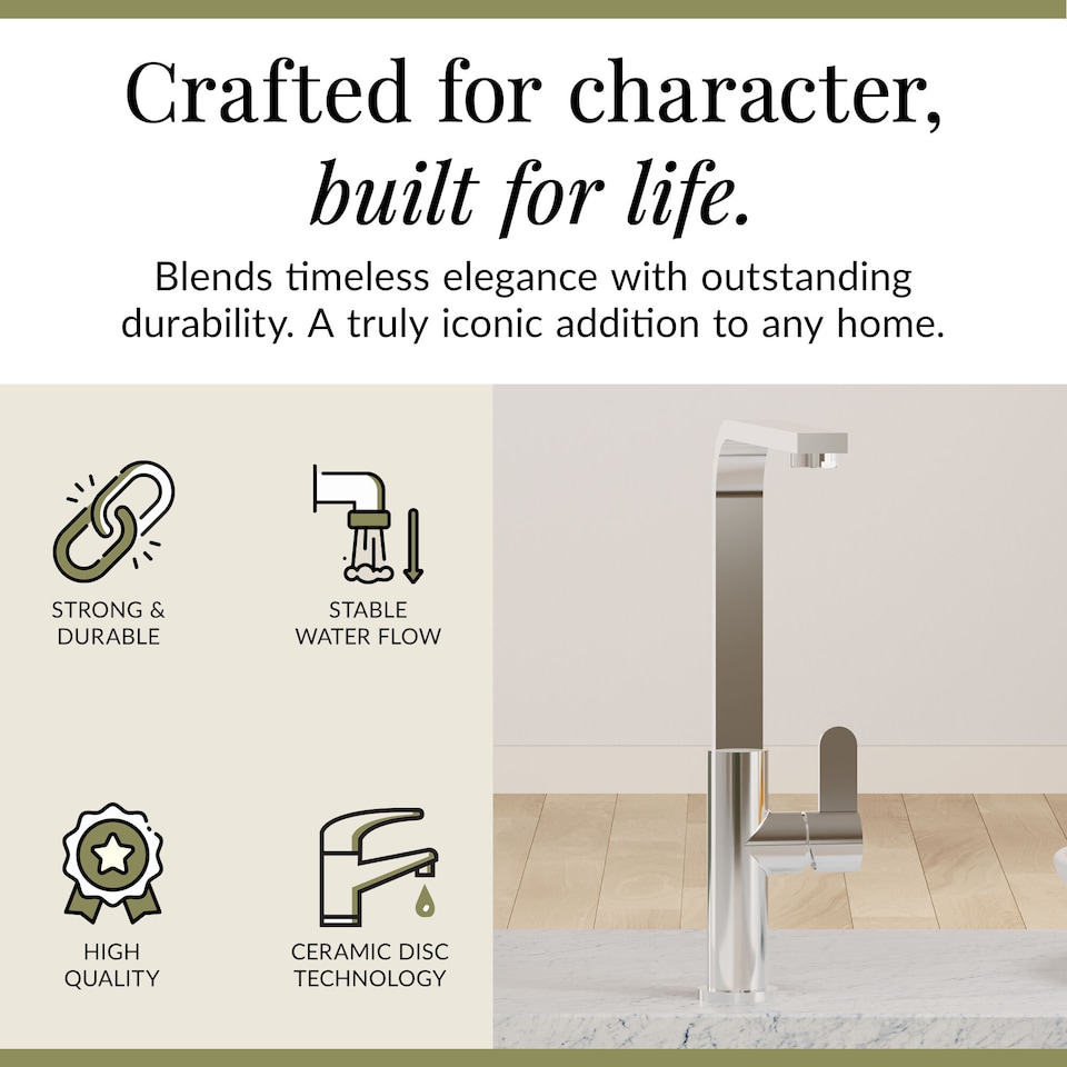 image 1 of Chara Kitchen Sink Mono Mixer Tap - Chrome Single Lever Handle | Silver | Chrome | 1