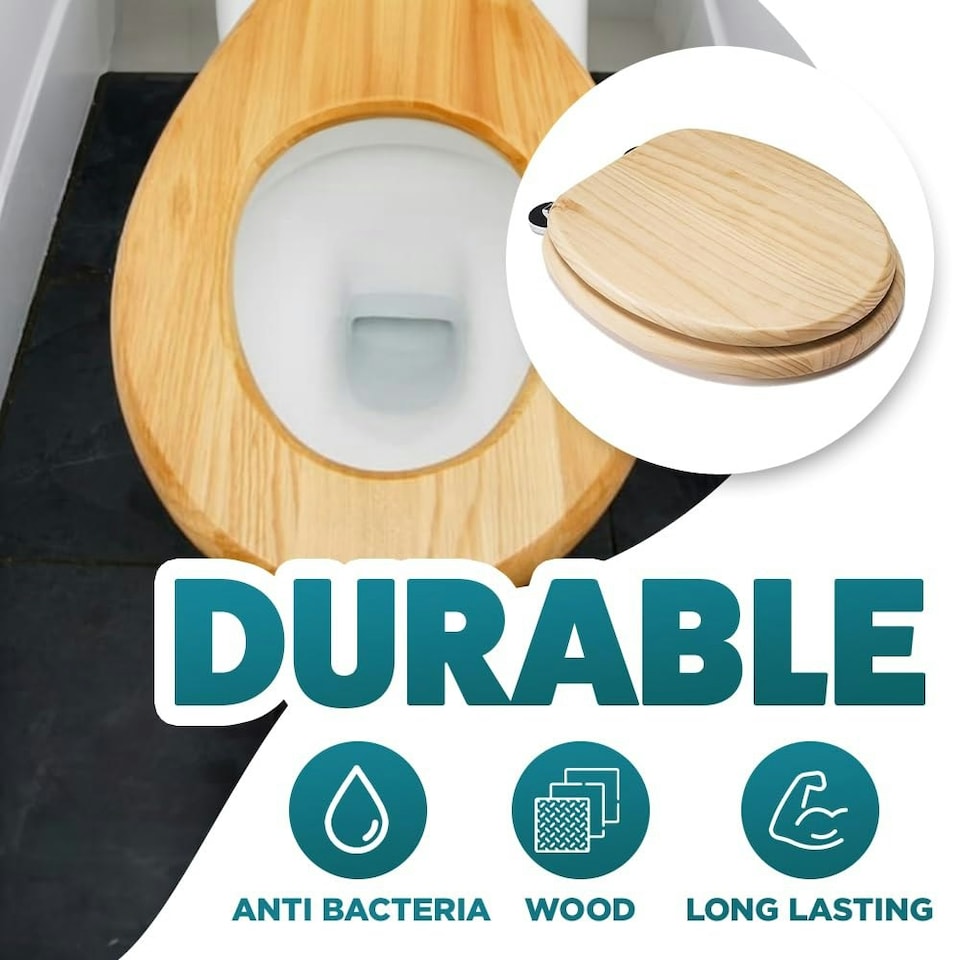 image 1 of Marco Paul Pine Wooden Toilet Seat 18" Brown