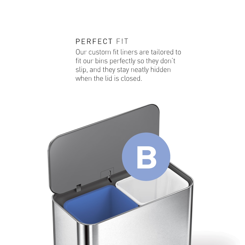 image 1 of Simplehuman 4.5L Code B Bin Liners, 50% Recycled Custom Fit Bin Bags, Pack of 90 | White | Code B | Code B | 3