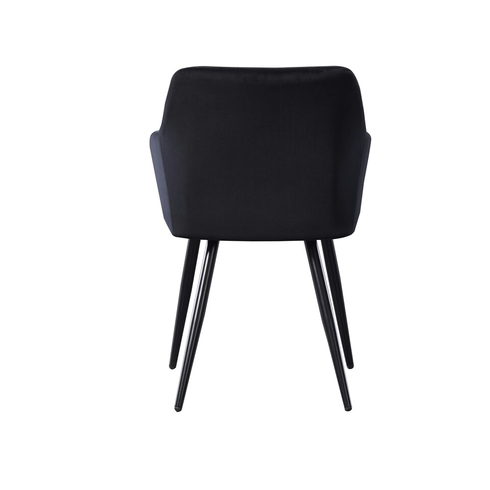 image 1 of Single Camden Modern Velvet Dining Chair with Armrests, Quilted Design & Black Metal Legs Black