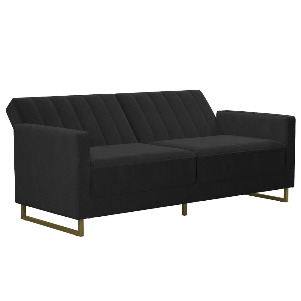 image 1 of Skylar Sofa Bed in Velvet Black Black | BLACK