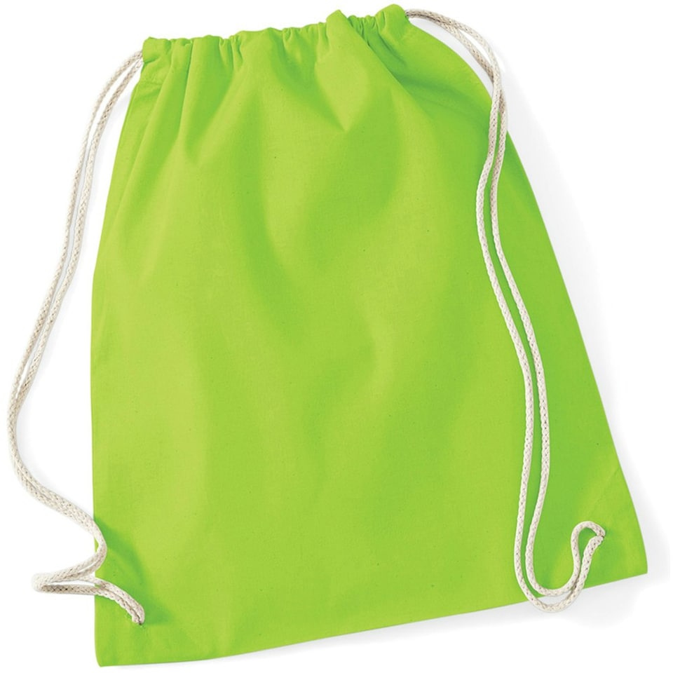 image 1 of Westford Mill Cotton Gymsac Bag - 12 Litres - Lime - One Size Green | One Size