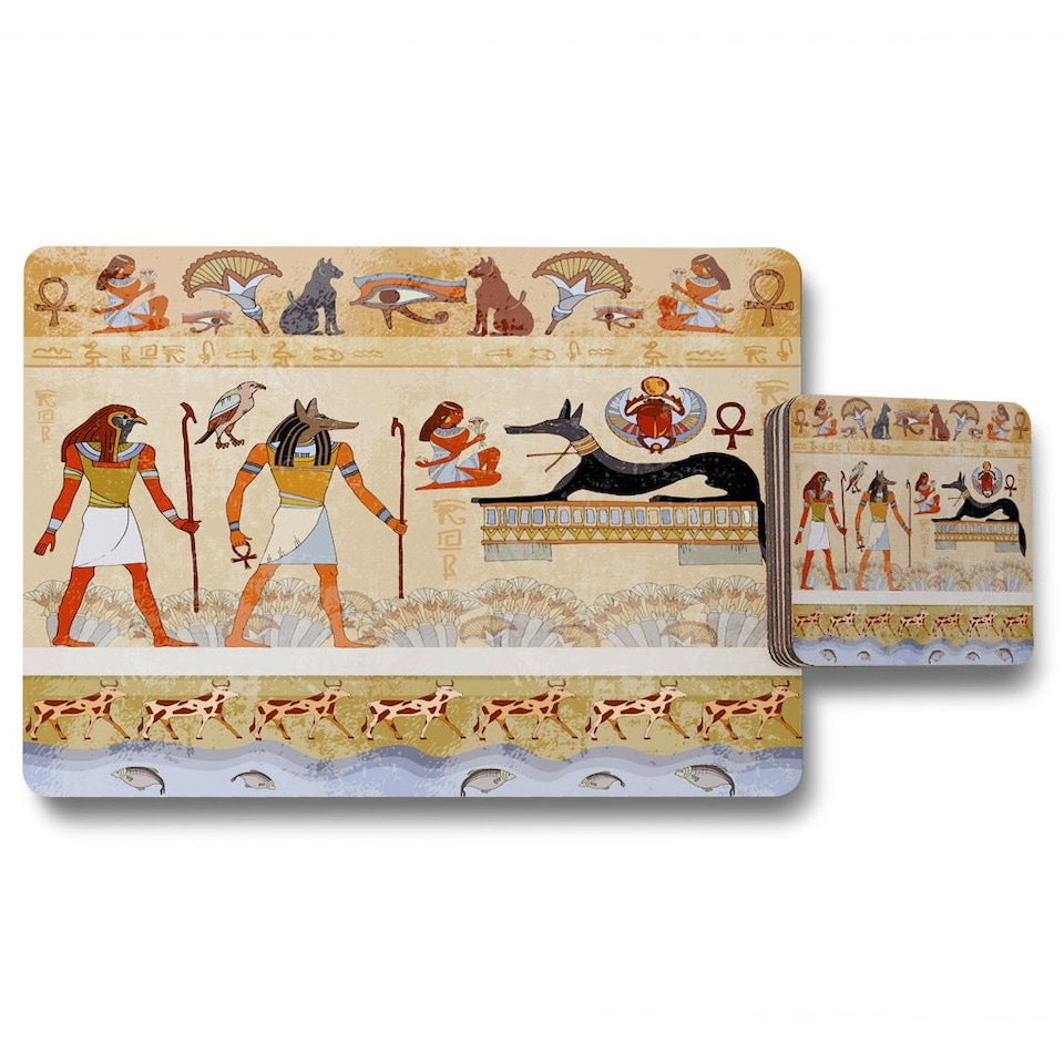 Egyptian Mythelogical Drawings (Placemat & Coaster Set)