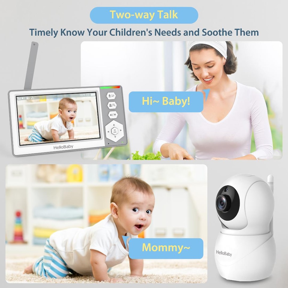 image 1 of HELLOBABY HB6049 4.3 Inch LCD Display Baby Monitor - White