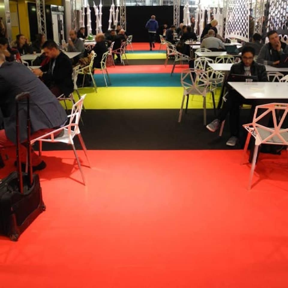 image 1 of 50 Metres Exhibition Quality Ribbed Heavy Duty Black Carpet Runner 1 Metre Wide