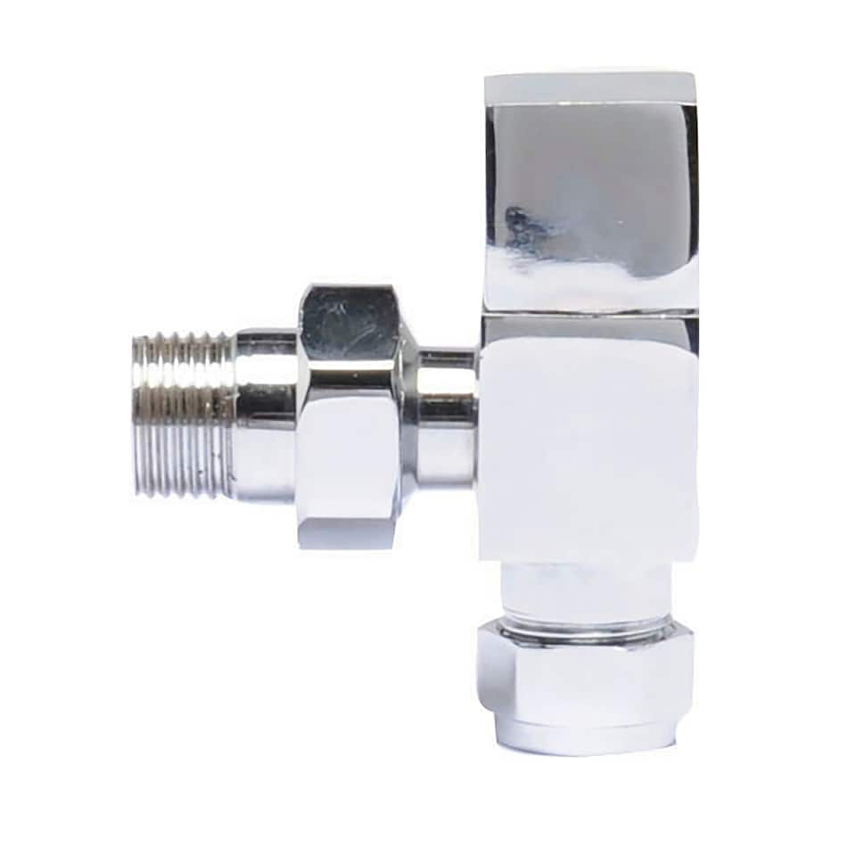 image 1 of Angled Square Radiator Valves, Sold in Pairs - Chrome