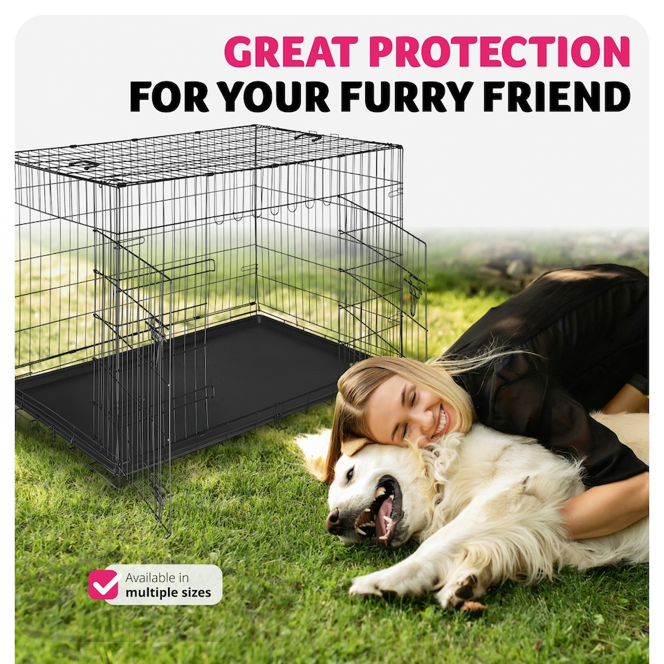 image 1 of Dog Crate Luna - foldable, robust steel mesh, double locked doors - 71x108x76cm