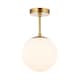 image 1 of Traditional Glass Globe IP44 Bathroom Ceiling Light Fixture in Brushed Gold | Gold