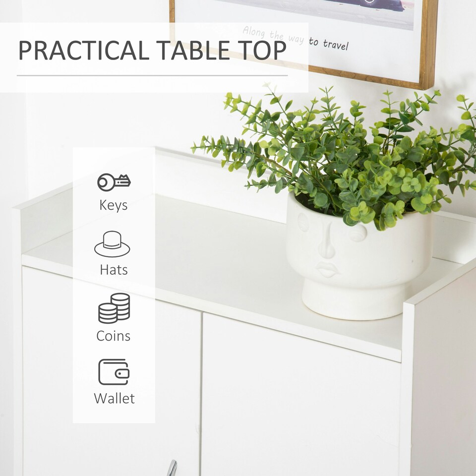 image 1 of HOMCOM Modern Shoe Cabinet Storage Organizer w/ Doors and Shelves for Entryway
