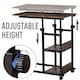 image 6 of HOMCOM C-Shaped Side Table Industrial Mobile Rolling End Desk with 3-Tier Storage Shelving, Adjustable Height, Wheels