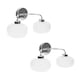 image 4 of ValueLights Amaia Pair of Polished Chrome IP44 Rated 2 Way Frosted Ribbed Glass Wall Lights