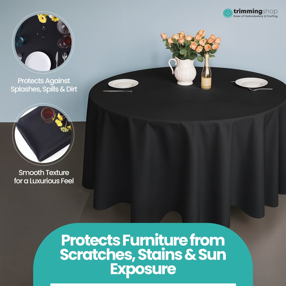 image 1 of Round Polyester Tablecloth, Premium Linen Table Cover - 108 Inch