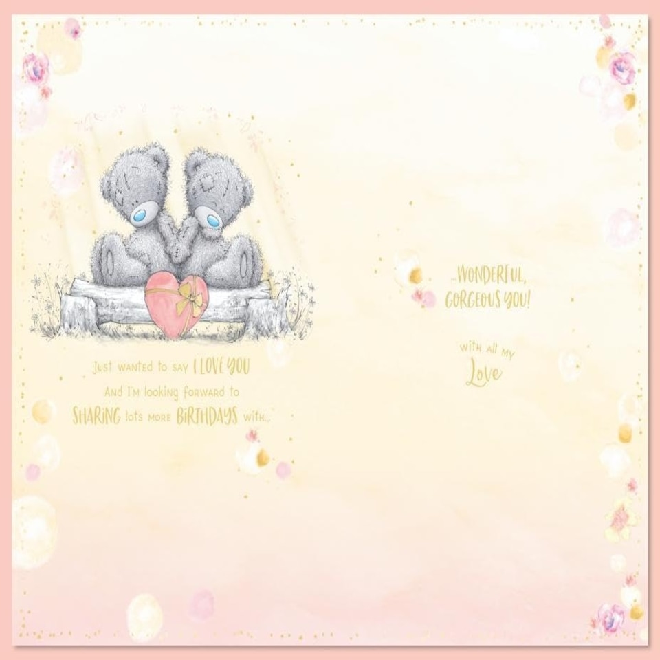 image 1 of Bears Holding Heart Beautiful Fiancee Birthday Card