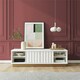 image 2 of Rene Modern Scallop TV-Stand White Bronze White | White Bronze