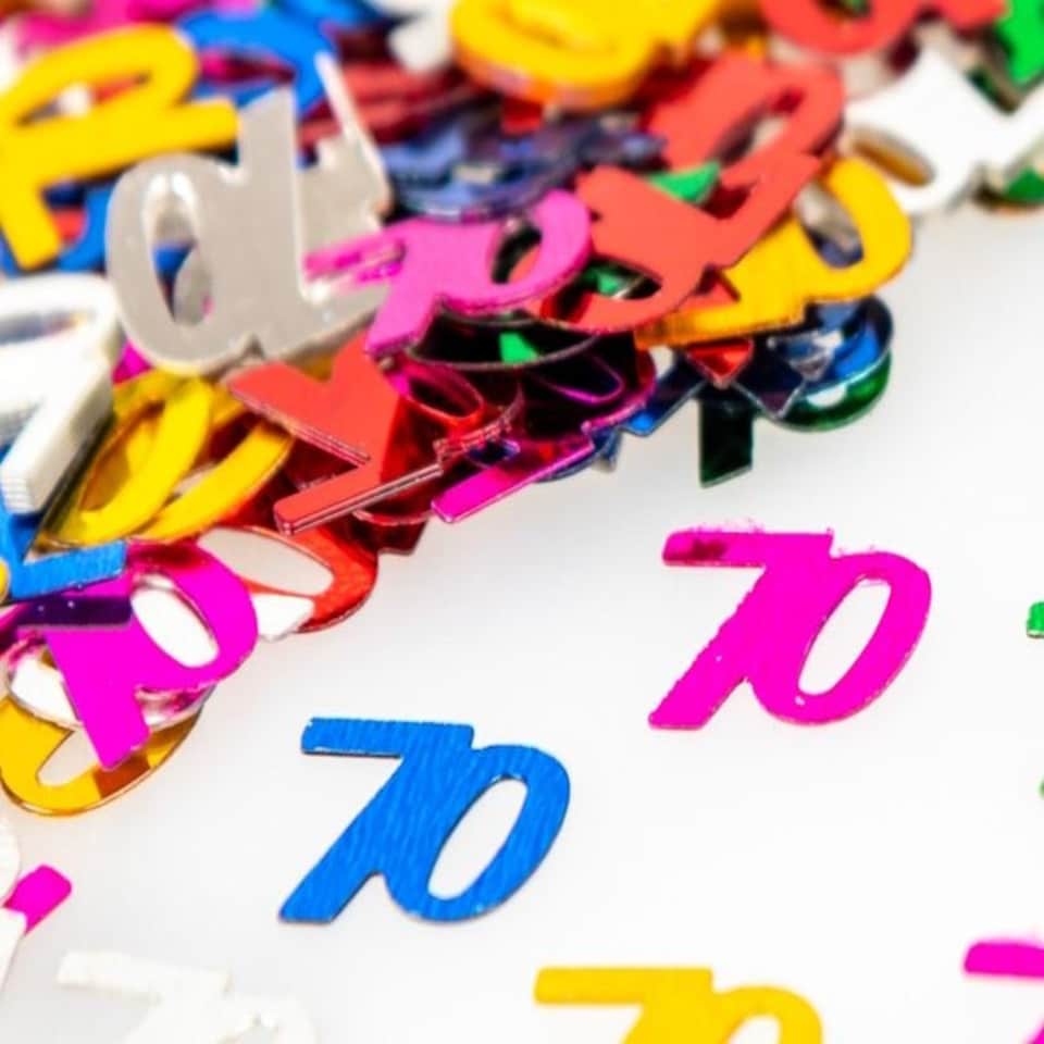 image 1 of 4x 14g 70th Happy Birthday Confetti Mix