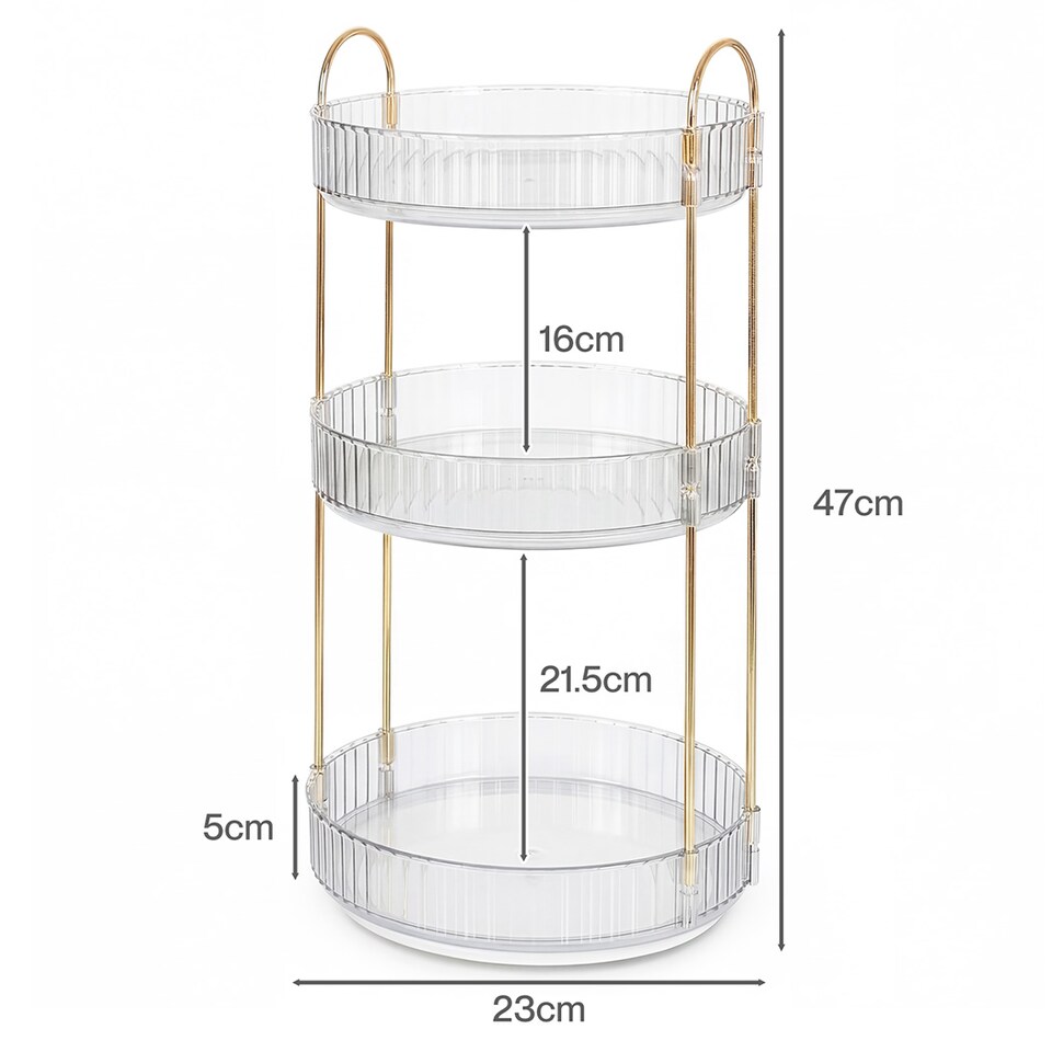 image 1 of ilus Makeup Organiser 360 Rotating Spinning 3 Tiers Cosmetic Organizer | White | White