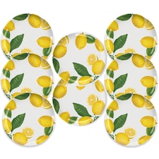 Lemon Fresh Melamine/Plastic Dinner Plates - Set of 8 | Yellow | Set of 8