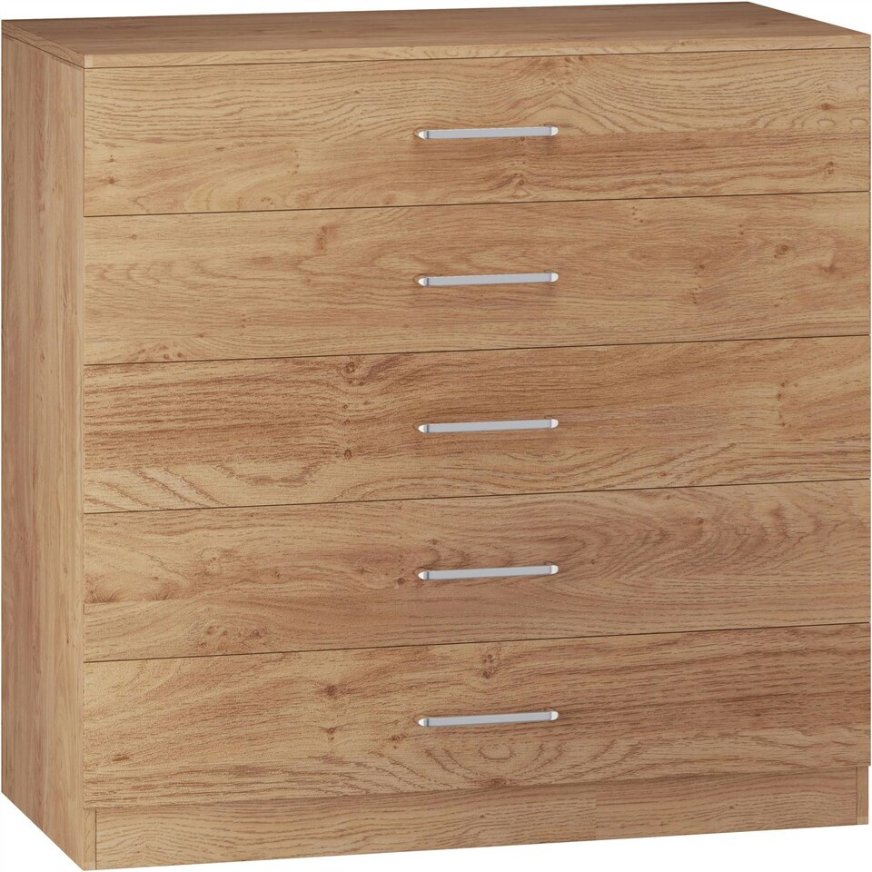image 1 of Dakota 5 Drawer Chest Brown | Oak Effect