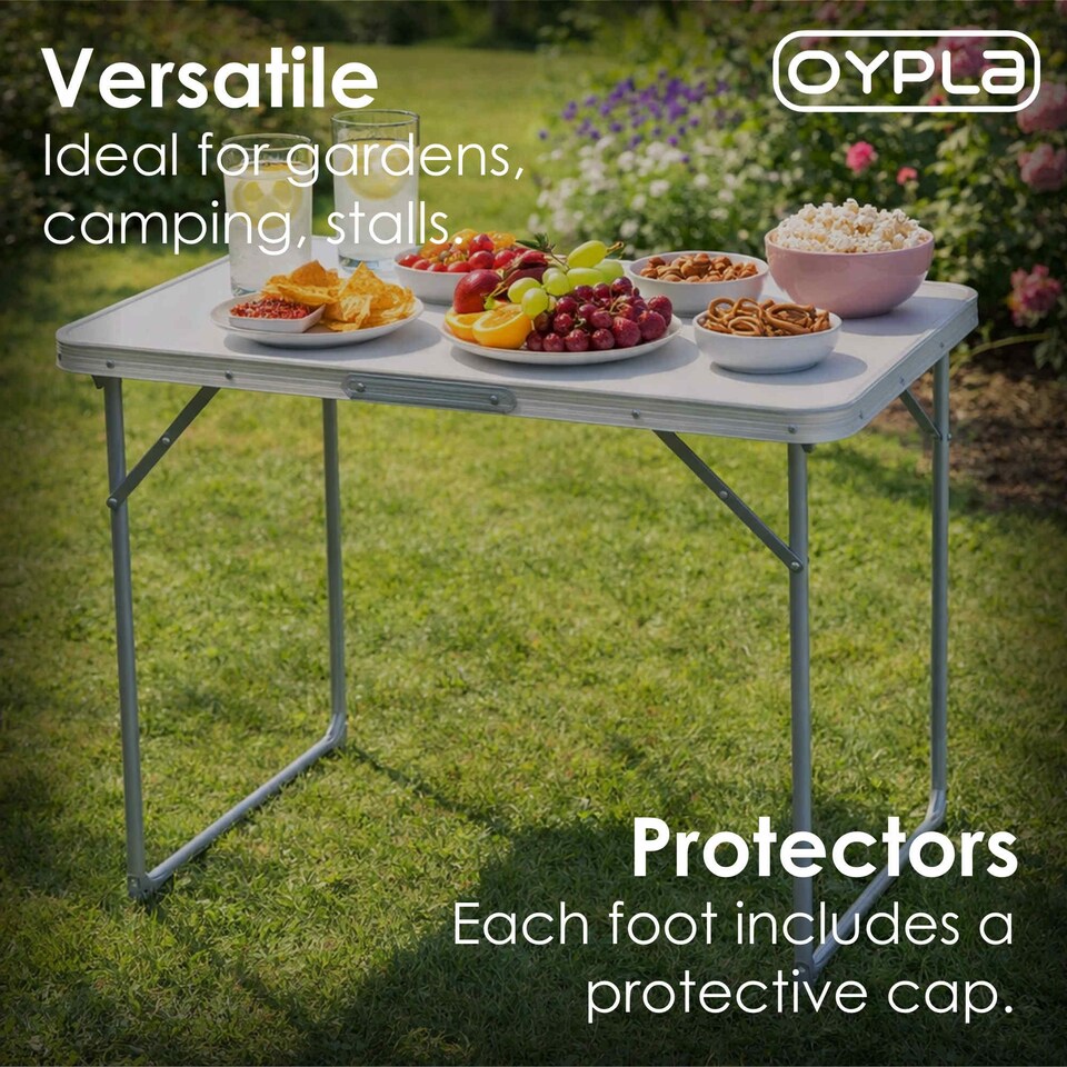 image 1 of 80cm Portable Folding Outdoor Camping Kitchen Work Top Table | White