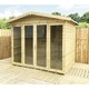 image 1 of 7 x 6 Pressure Treated T&G Apex Summerhouse + LONG WINDOWS + Overhang + Safety Toughened Glass + Euro Lock with Key (7' x 6' / 7ft x 6ft) (7x6)