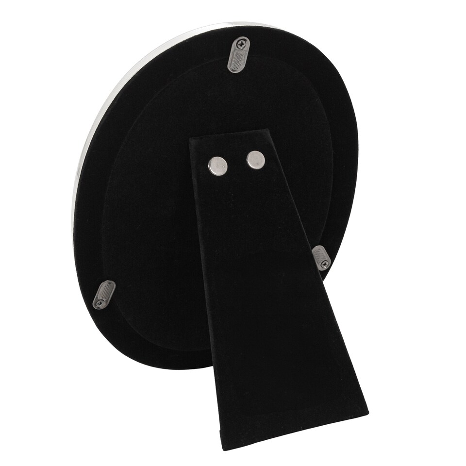 image 1 of Contemporary Oval Silver Plated Metal 5 x 7 Picture Frame with Rounded Border | Silver | 5" x 7"