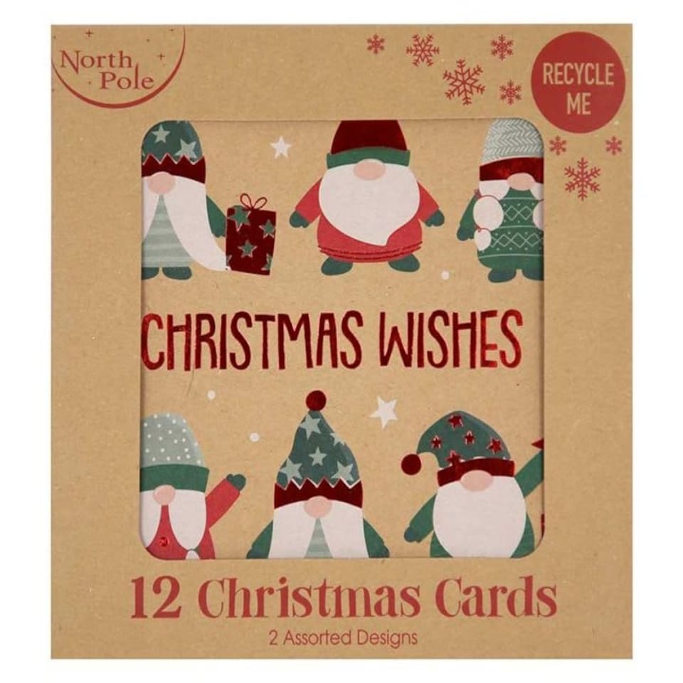image 1 of Pack of 12 Gonk Brown Kraft Christmas Box Cards