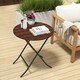 image 2 of Outsunny Foldable Outdoor Coffee Table, Metal Frame Rattan Side Table, Brown
