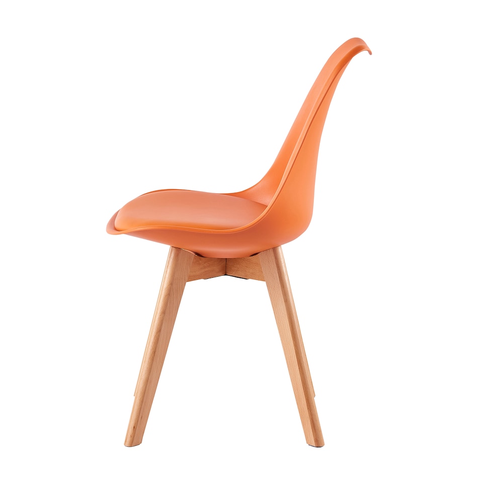 image 1 of Single Dining Chair with Solid Wooden Legs and Seat Cushion Pad Orange - Eva by MCC