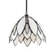 image 4 of Floral Petal Themed White Stained Glass Tiffany Pendant Lamp Shade with Beads | White