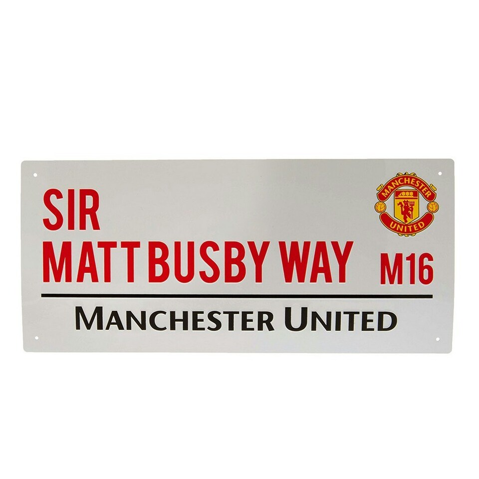 image 1 of Manchester United FC Sir Matt Busby Way Street Sign - White/Red/Black - 18cm x 40cm