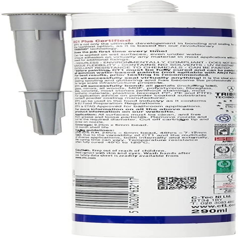 image 1 of CT1 Grey Construction Sealant Adhesive Tube for Virtually Any Material Pack 12